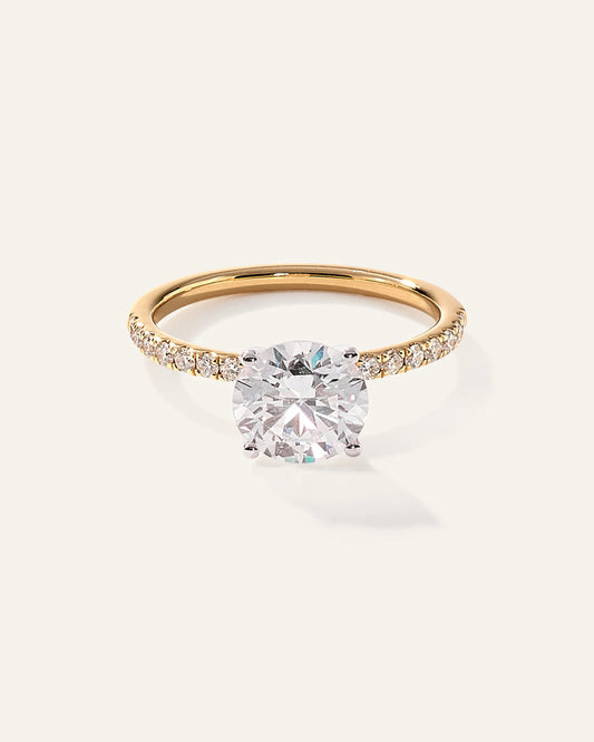Lab Grown Diamond Round Petite Pave Engagement Ring - 2ct - 4 / Yellow Gold