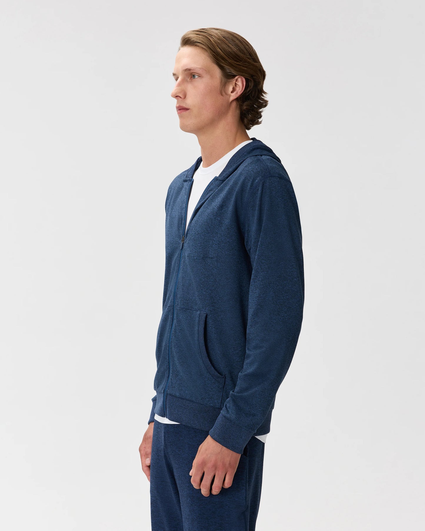 Flowknit Performance Full-Zip Chest Pocket Hoodie - XS / Heather Deep Navy