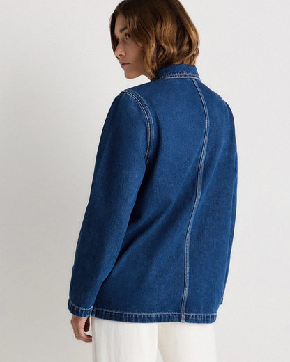 100% Organic Cotton Denim Chore Jacket - XS / Indigo Blue