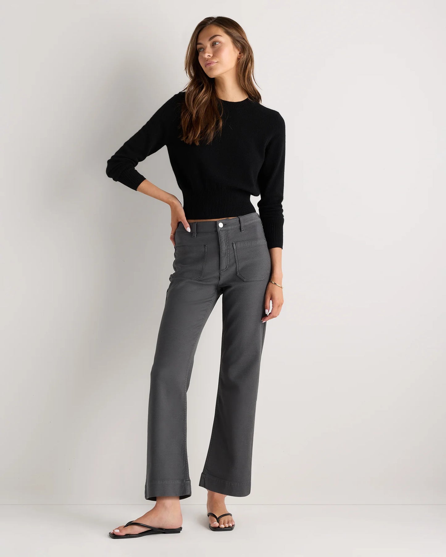 French Terry Wide Leg Pants - 0 / Deep Navy