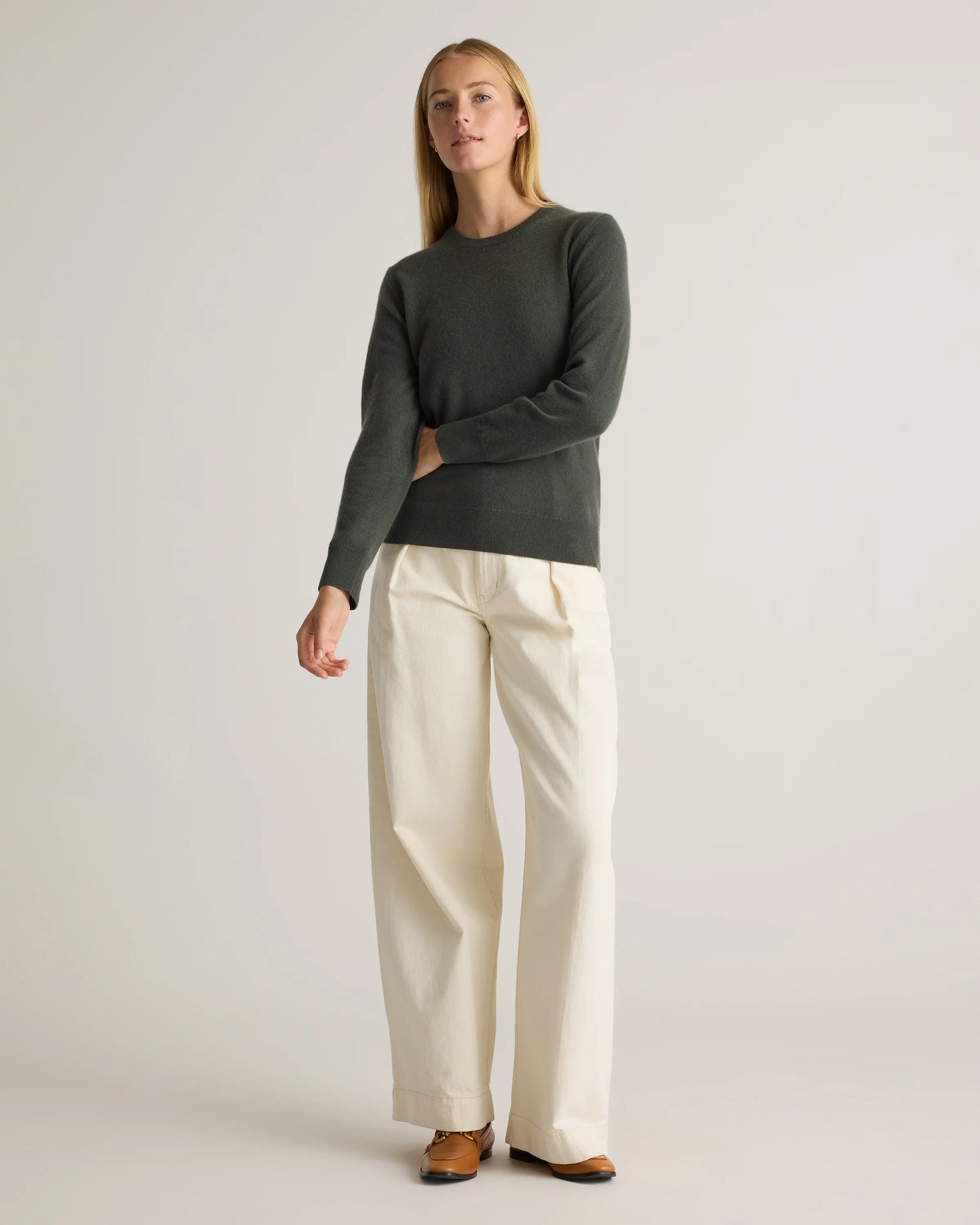 Mongolian Cashmere Crewneck Sweater - XS / Ivory