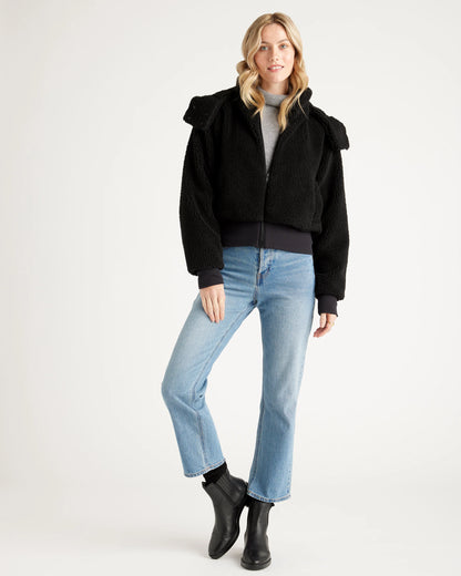 Hooded Sherpa Jacket - XS / Black