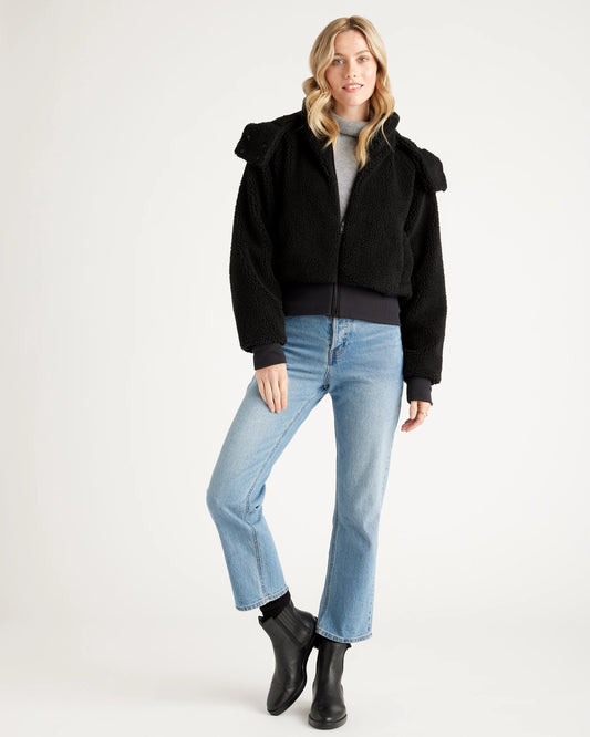 Hooded Sherpa Jacket - XS / Black
