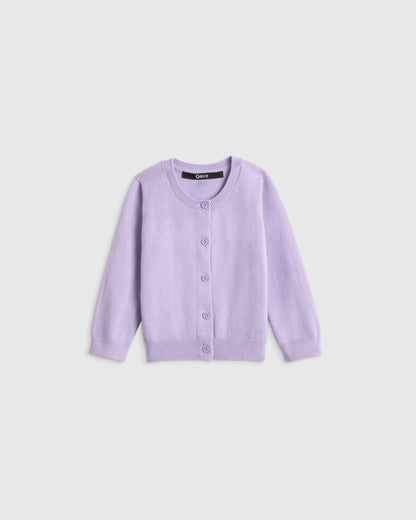 100% Organic Cotton Crewneck Cardigan - 0-3M / Ivory