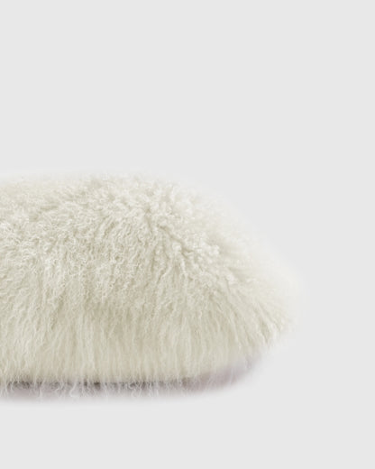 Luxe Mongolian Lamb Lumbar Pillow Cover - 12x20 / Ivory