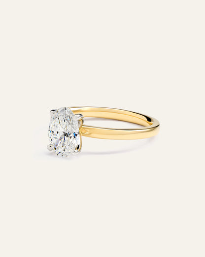 Lab Grown Diamond Oval Comfort Fit Engagement Ring - 1.50ct - 4 / Yellow Gold