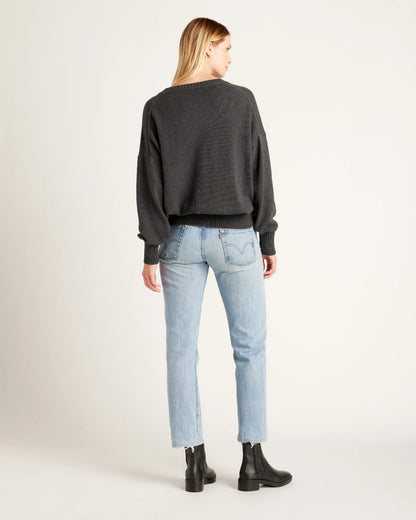 100% Organic Cotton Boyfriend Crew Sweater - XS / Speckled Beige