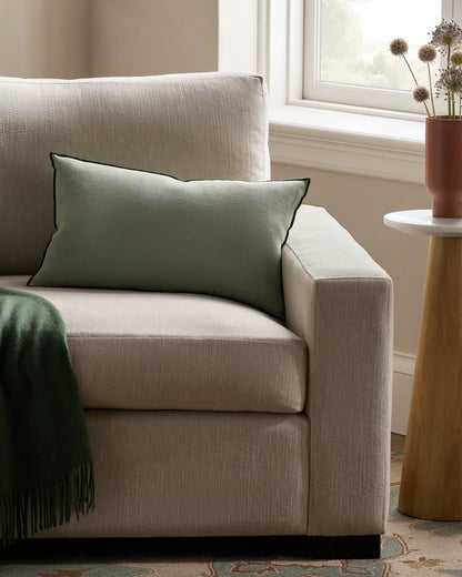 Contrast European Linen Pillow Cover (Set of 2) - 12x20 / Sage/Pine
