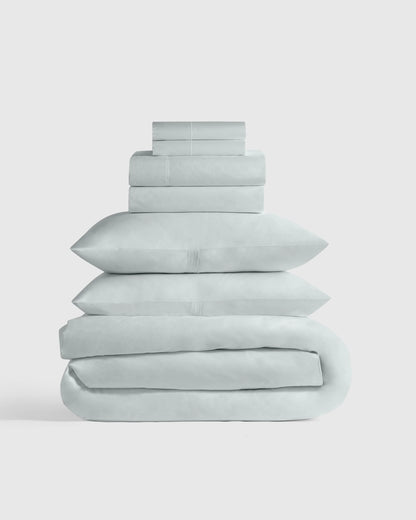 Organic Crisp Percale Deluxe Bedding Bundle - Twin / White