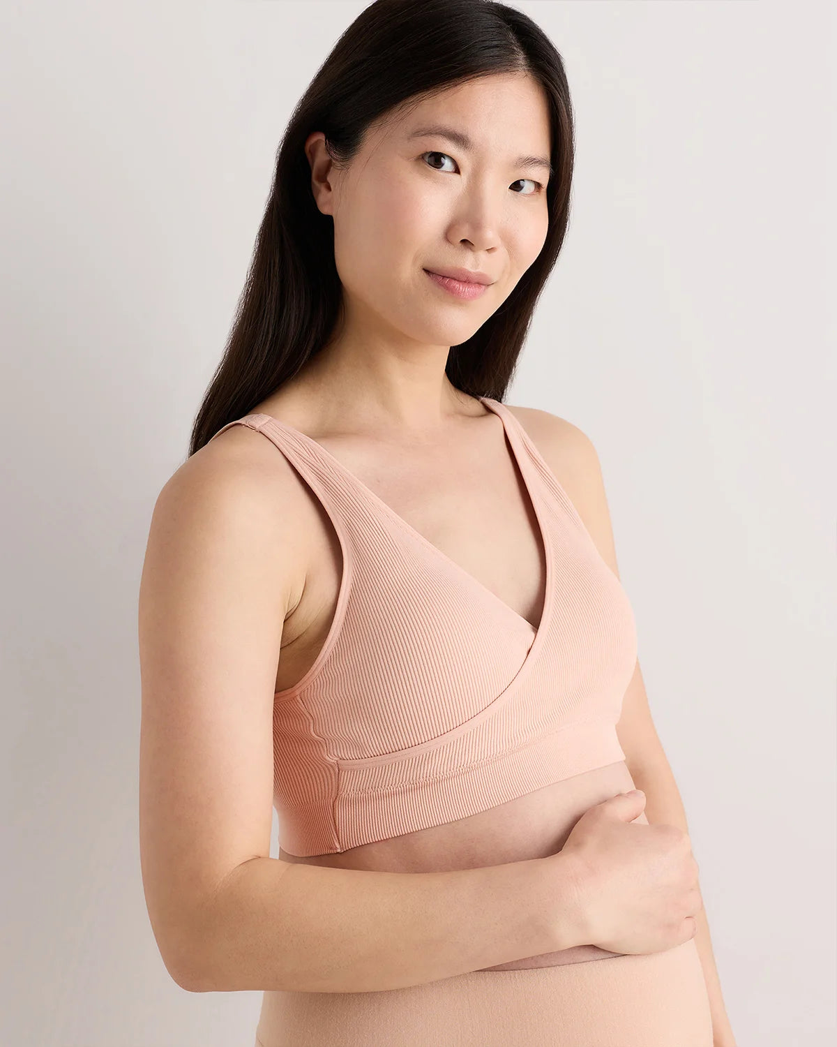 Seamless Crossover Nursing & Lounge Bra (2-pack) - XS / Peach Pink