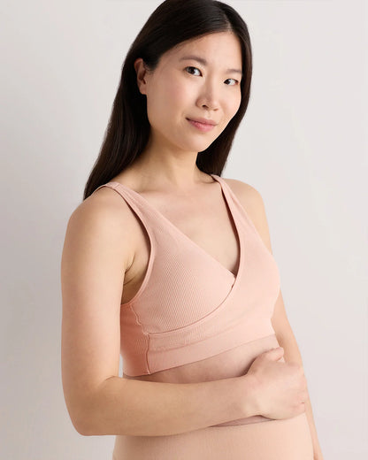 Seamless Crossover Nursing & Lounge Bra (2-pack) - XS / Peach Pink