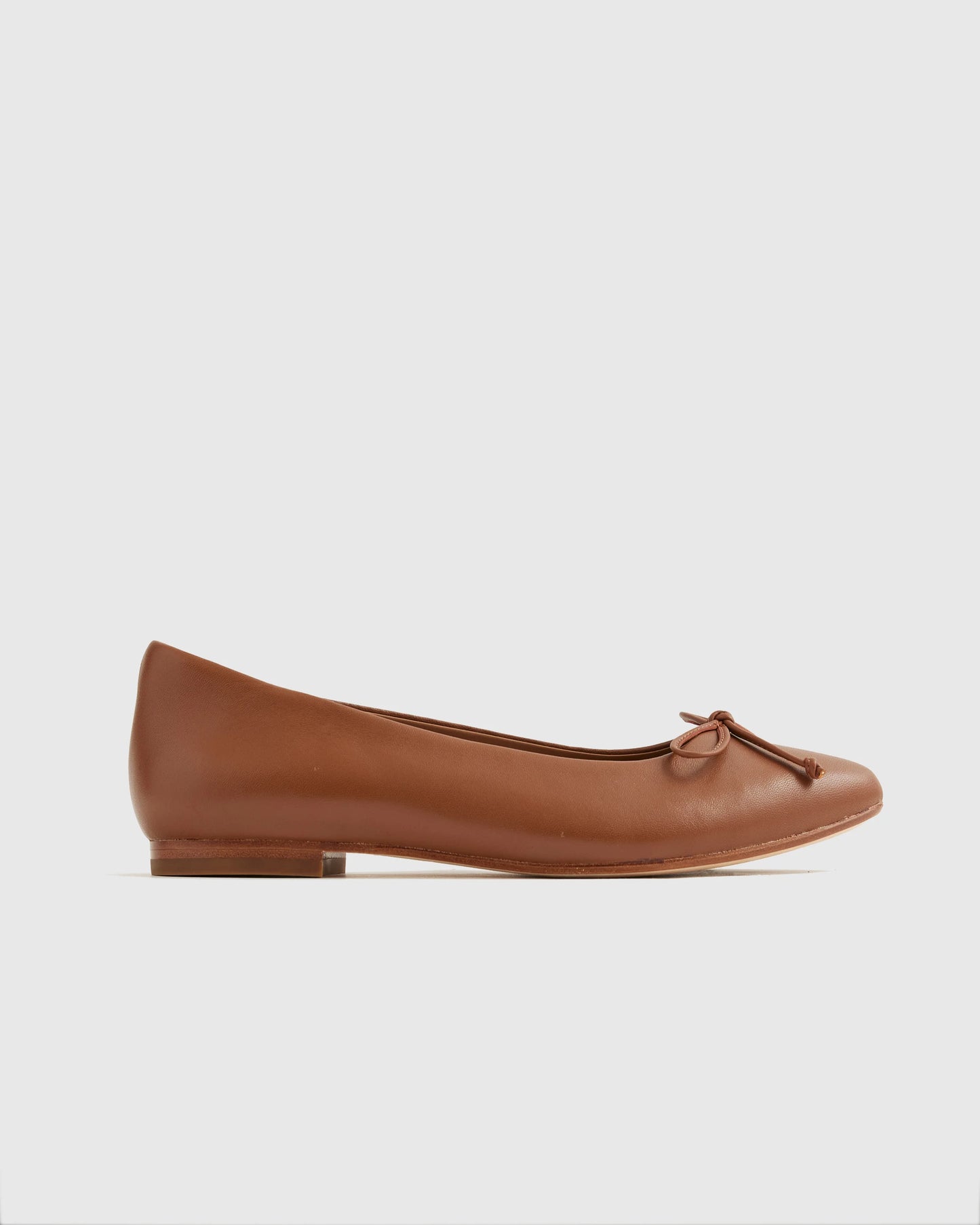 Italian Leather Pointed Bow Flat - 5 / Shell Pink