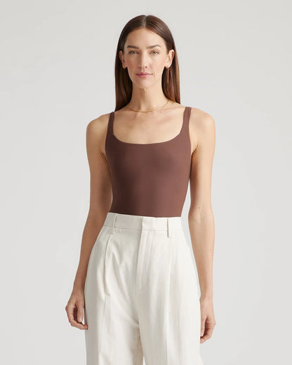 Second Skin Square Neck Tank Bodysuit - XS / Cocoa