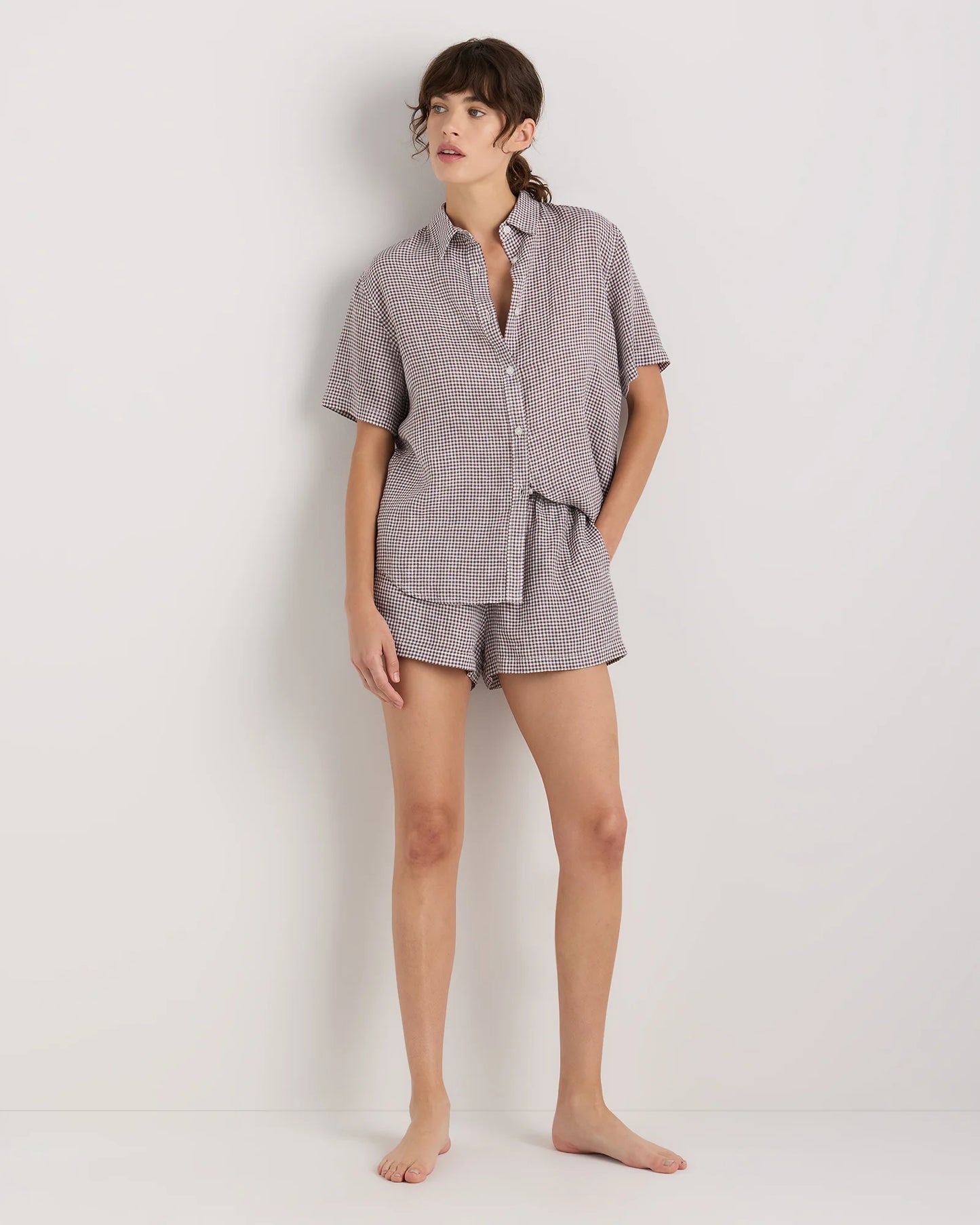 100% European Linen Shorts Pajama Set - XS / French Blue