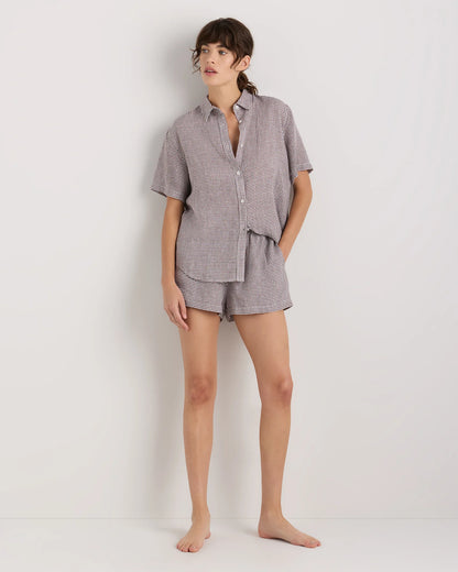 100% European Linen Shorts Pajama Set - XS / French Blue