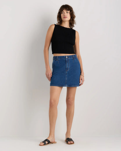 Stretch Denim Mini Skirt - 24 / Obsidian Blue
