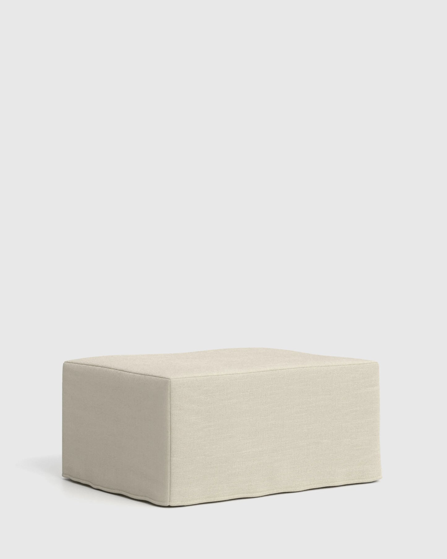 Ellery Slipcover Ottoman in Performance Linen - One Size / Sand