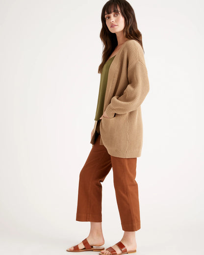 100% Organic Cotton Oversized Cardigan - XS / Camel