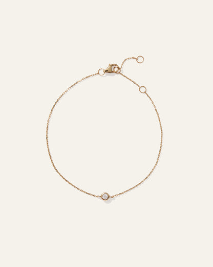 14K Gold Diamond Solitaire Bezel Bracelet - One Size / Yellow Gold