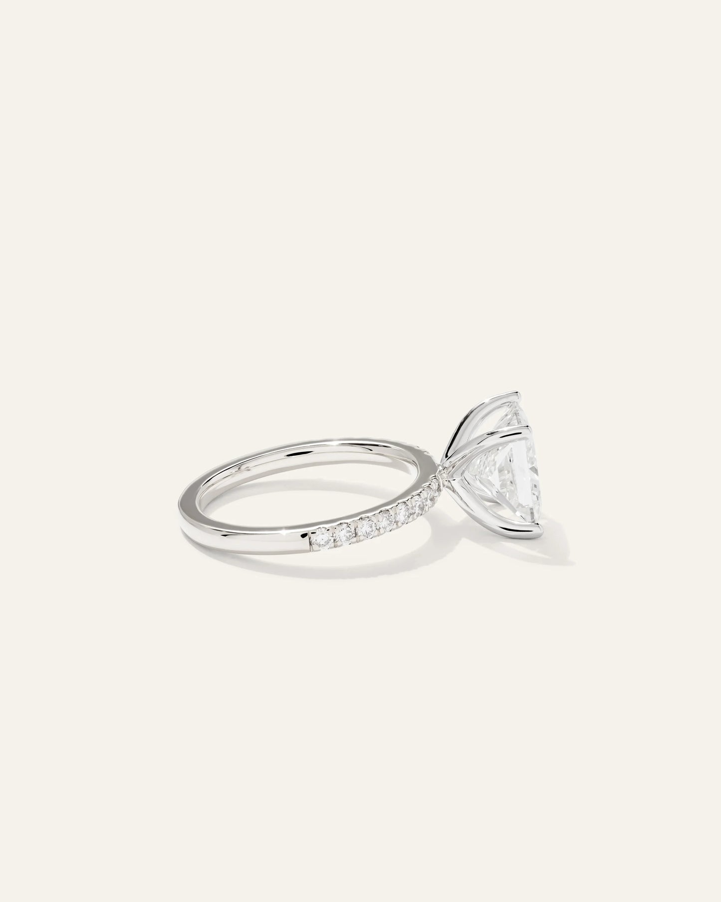 Lab Grown Diamond Princess Petite Pave Engagement Ring - 3ct - 4 / Yellow Gold