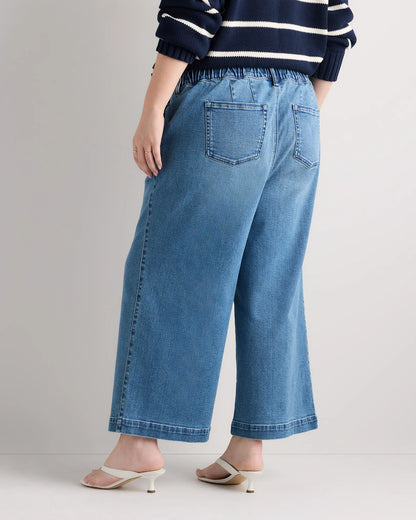 Mia Wide Leg Crop Jeans - 1X / Deep Sea Blue