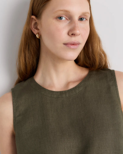 100% European Linen Tank - XS / Black