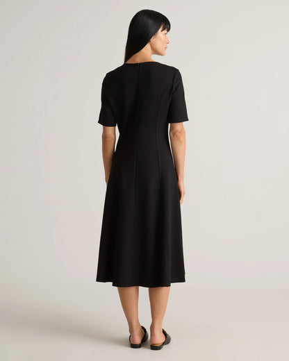 Ultra-Stretch Ponte Short Sleeve Midi Dress - XS / Ruby Red