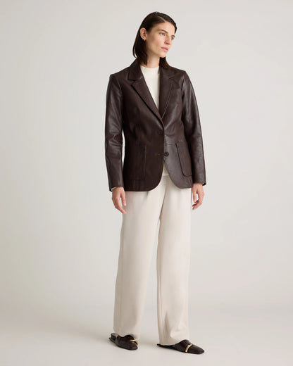 100% Leather Blazer - XS / Rich Brown