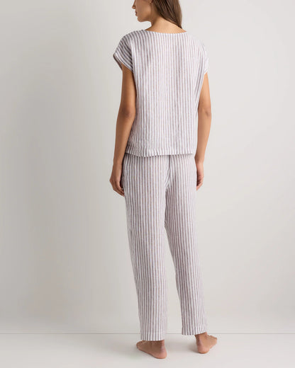 100% European Linen Pajama Set - XS / French Blue