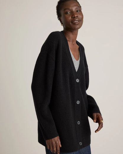 Mongolian Cashmere Oversized Boyfriend Cardigan Sweater - XS / Brown