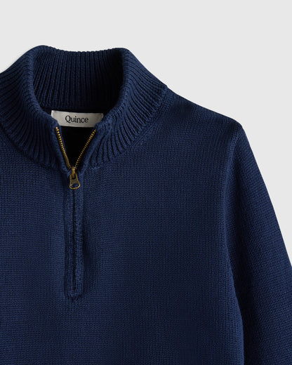 Boys 100% Organic Cotton Quarter-Zip Sweater - 2T / Navy