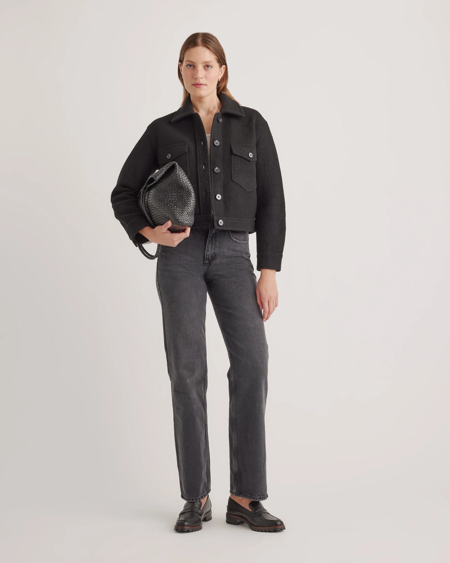 100% Merino Wool Cropped Shirt Jacket - XS / Mulled Wine