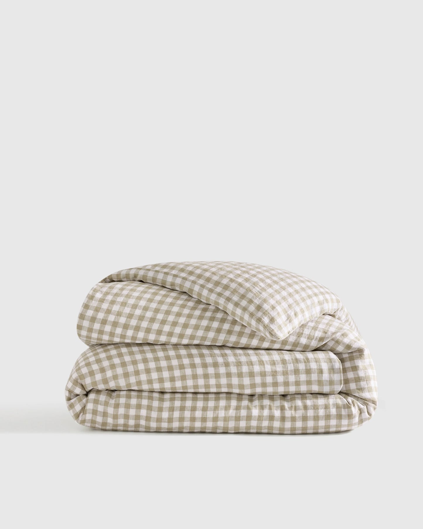 European Linen Gingham Duvet Cover - Twin / Blue Fog