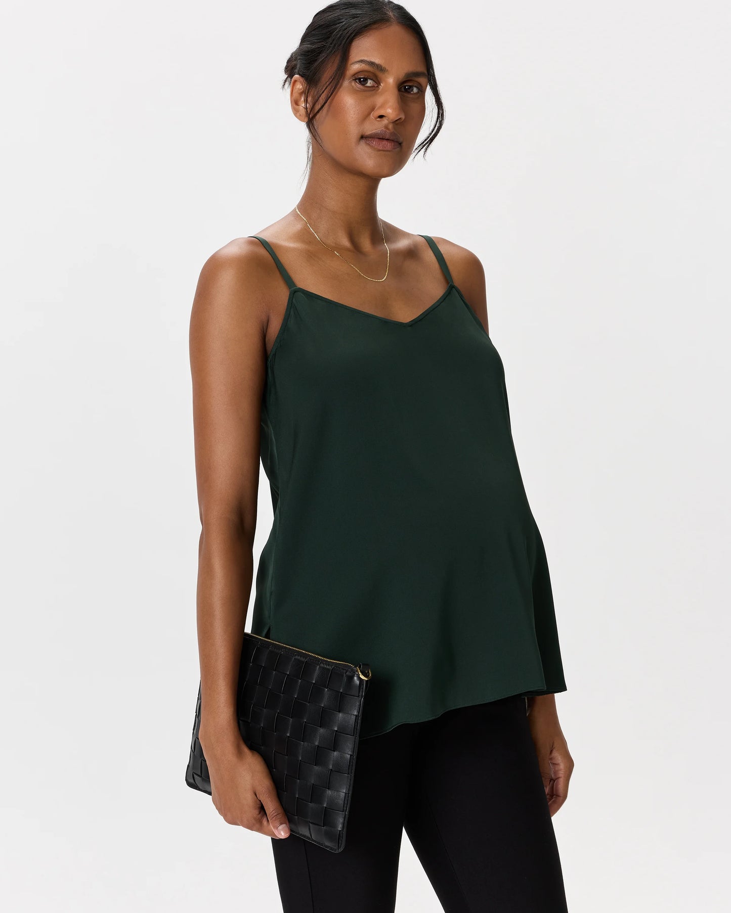 Washable Stretch Silk V-Neck Maternity Cami - XS / Moonstone Blue