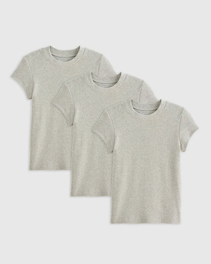 Organic Cotton Micro-Rib Crewneck Tee (3-Pack) - XS / Black