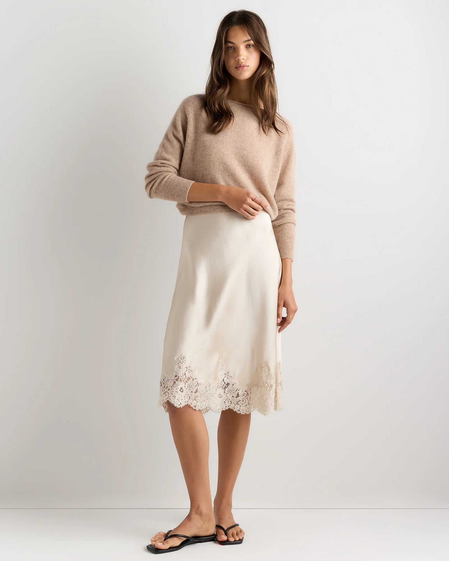 100% Washable Silk Lace Skirt - XS / Vintage Pink