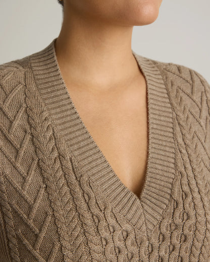 Australian Merino Wool Cable Sweater Vest - XS / Heather Grey