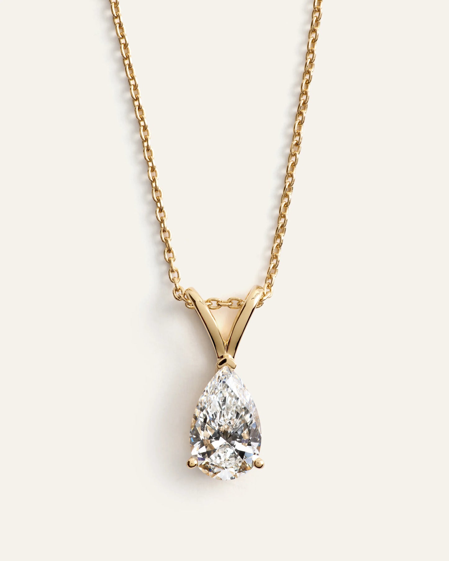 14K Gold Lab Grown Diamond Pear Solitaire Necklace - 1ctw - One Size / Yellow Gold