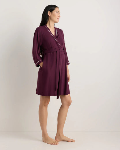 Bamboo Jersey Maternity Robe - XS / Deep Navy
