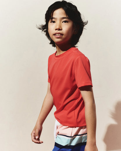 Short Sleeve Rash Guard Top - 6 / Coral Orange