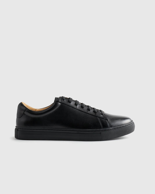 Italian Leather Everyday Sneaker - 7 / Black/Black