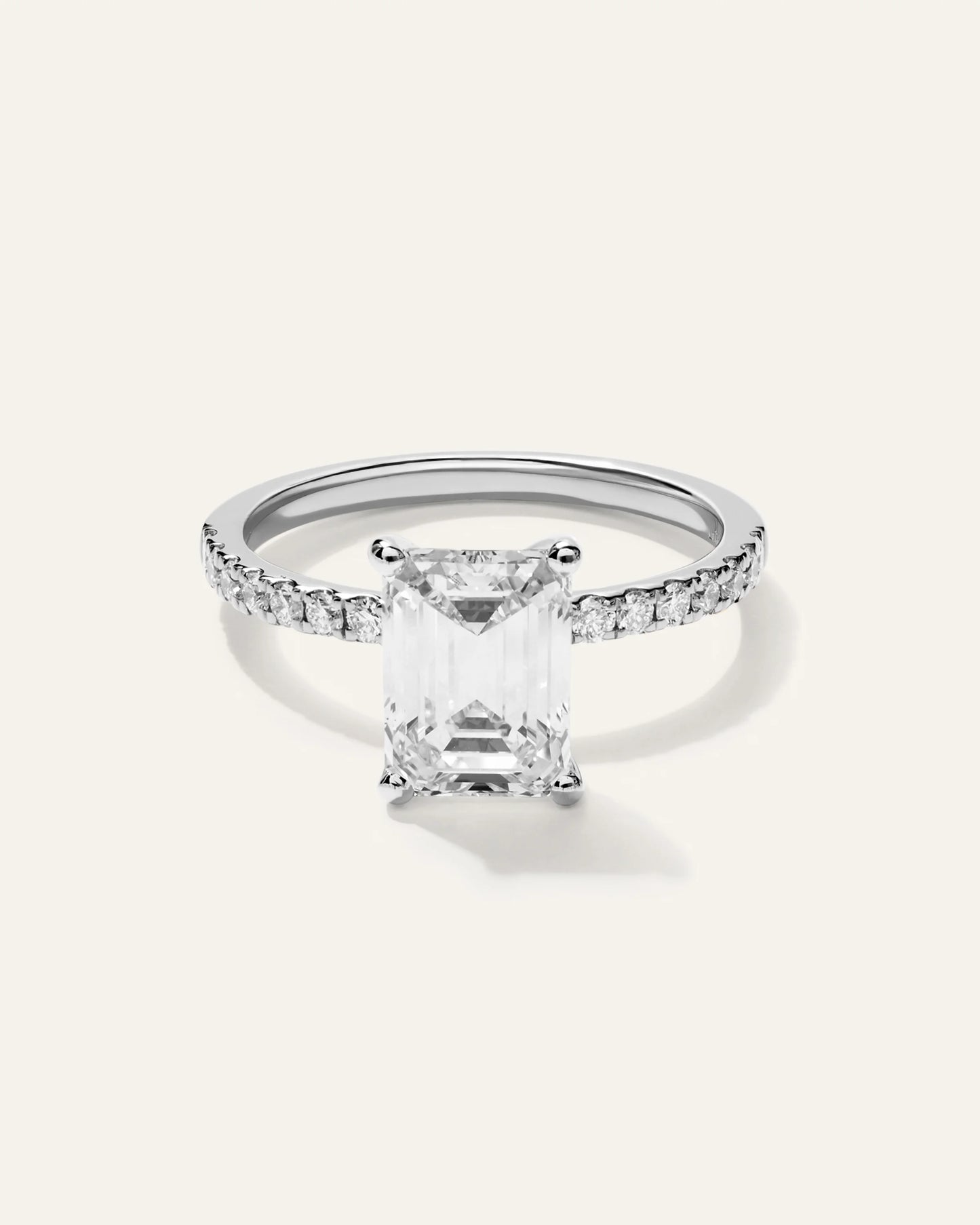 Lab Grown Diamond Emerald Petite Pave Engagement Ring - 2.5ct - 4 / Yellow Gold