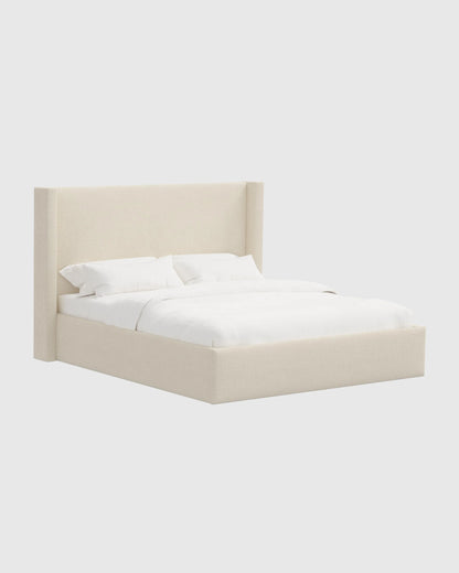 100% Linen Wingback Bed - Full / Canvas