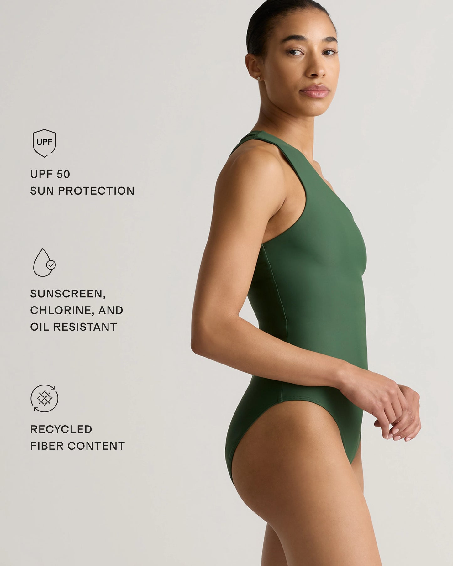 Italian One Shoulder One-Piece Swimsuit - XS / Palm