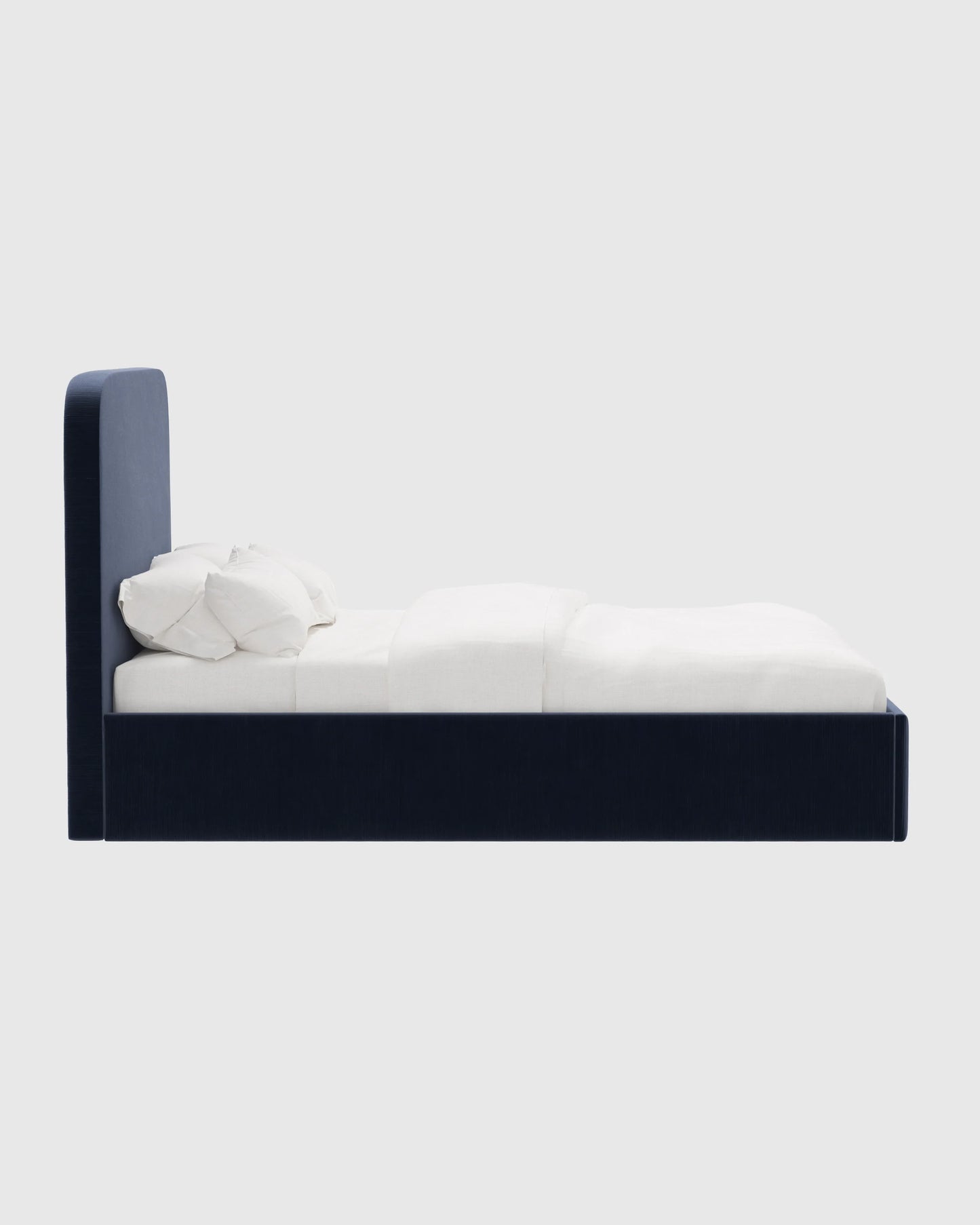 Curved Bed in Performance Velvet - Full / Walnut