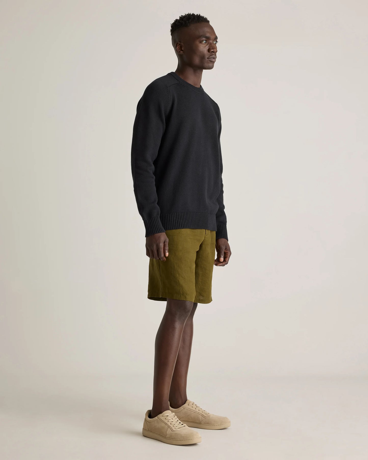 100% Organic Cotton Crewneck Sweater - S / Speckled Beige