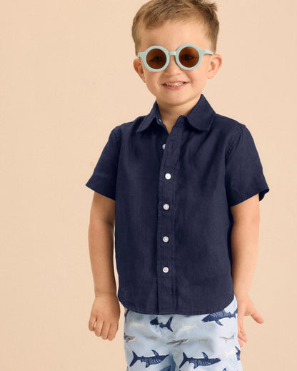100% European Linen Short Sleeve Shirt - 2T / Flax