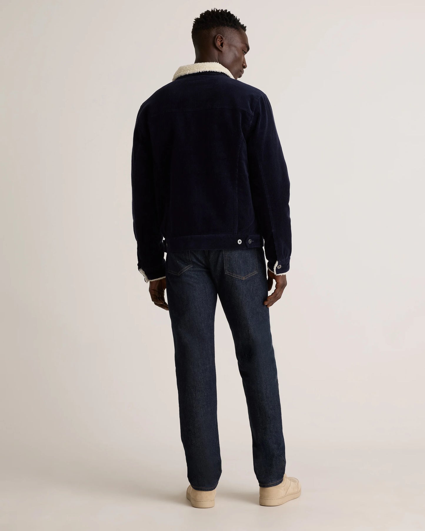 Organic Stretch Corduroy Sherpa-Lined Trucker Jacket - S / Espresso