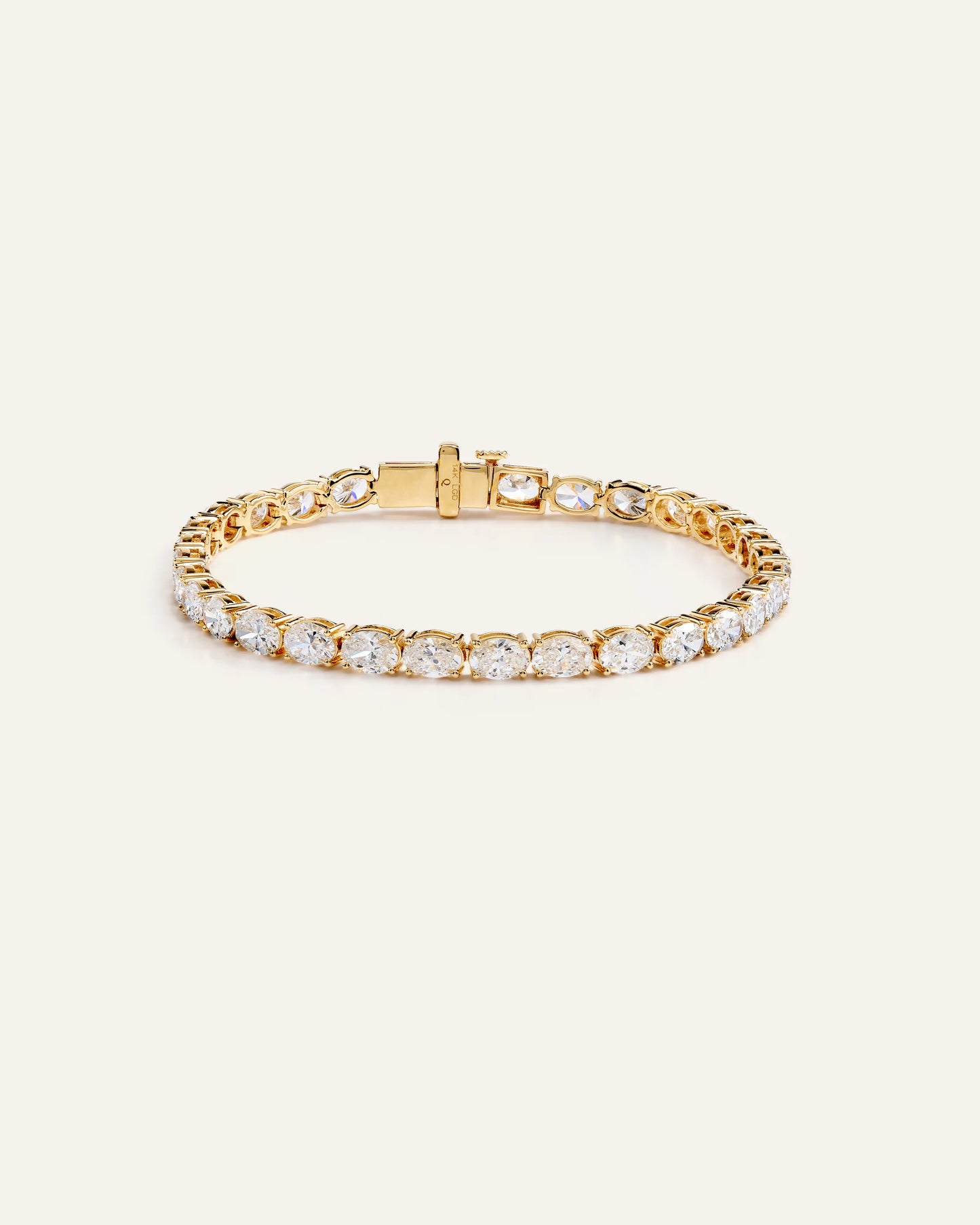 14K Gold Lab Grown Diamond East-West Oval Tennis Bracelet - 10ctw - 6.5" / Yellow Gold
