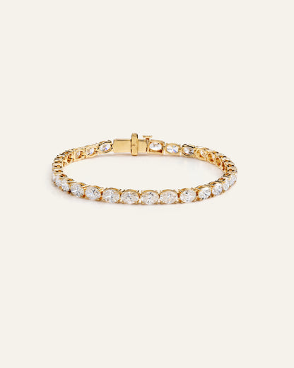 14K Gold Lab Grown Diamond East-West Oval Tennis Bracelet - 10ctw - 6.5" / Yellow Gold